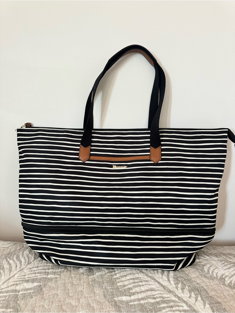 Stella & Dot - Striped Black and White Tote Bag